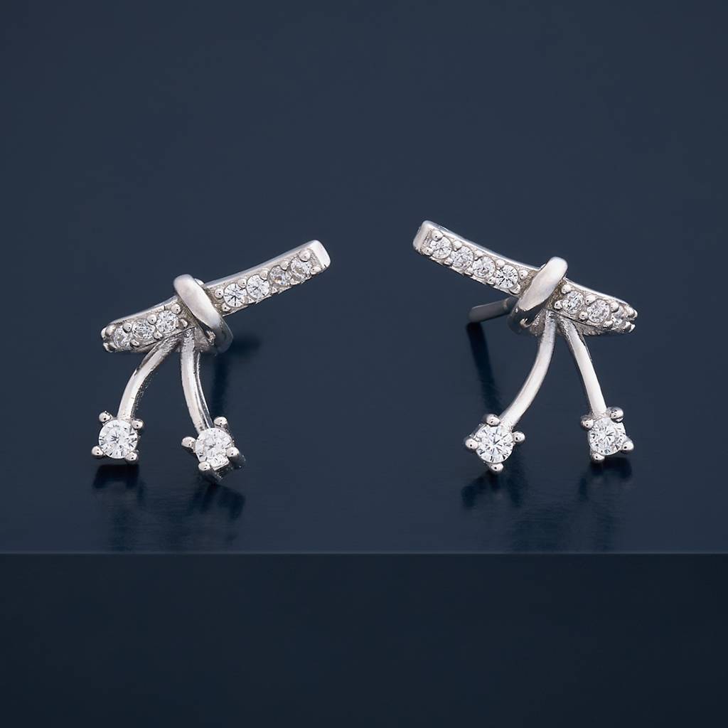 Kushal'S Fashion Jewellery White Rhodium-Plated Party Zircon 92.5 Sterling Silver Stud Earrings-183083 : 437229