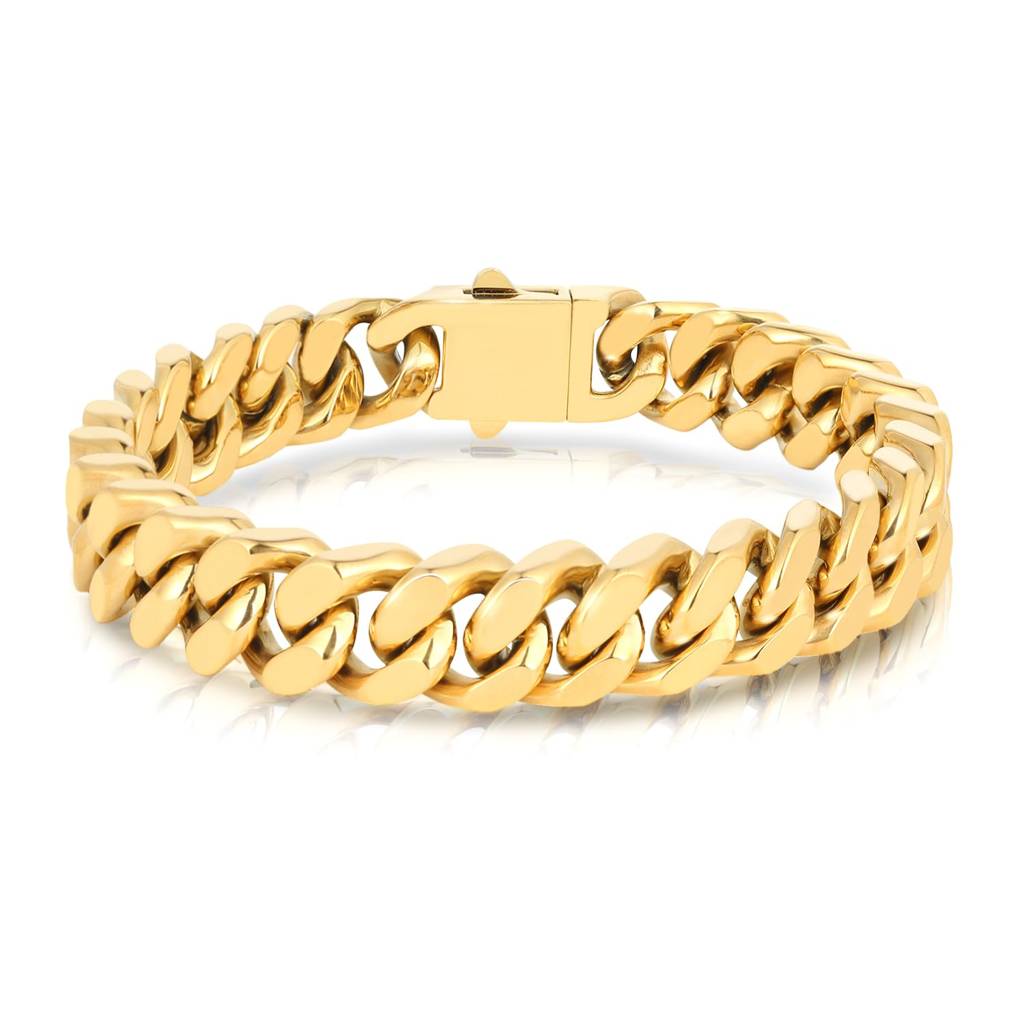 Gold Plated Stainless Steel Metal Bracelet Stylish Openable Fancy Design Jewellery Gift For Men Boys : PX5SB73G