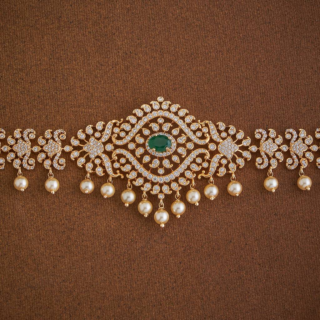 Kushal'S Fashion Jewellery Green Gold-Plated Party Zircon