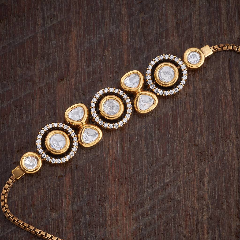 Kushal'S Fashion Jewellery White Victorian-Plated Ethnic Kundan Bracelet-177609 : 425808