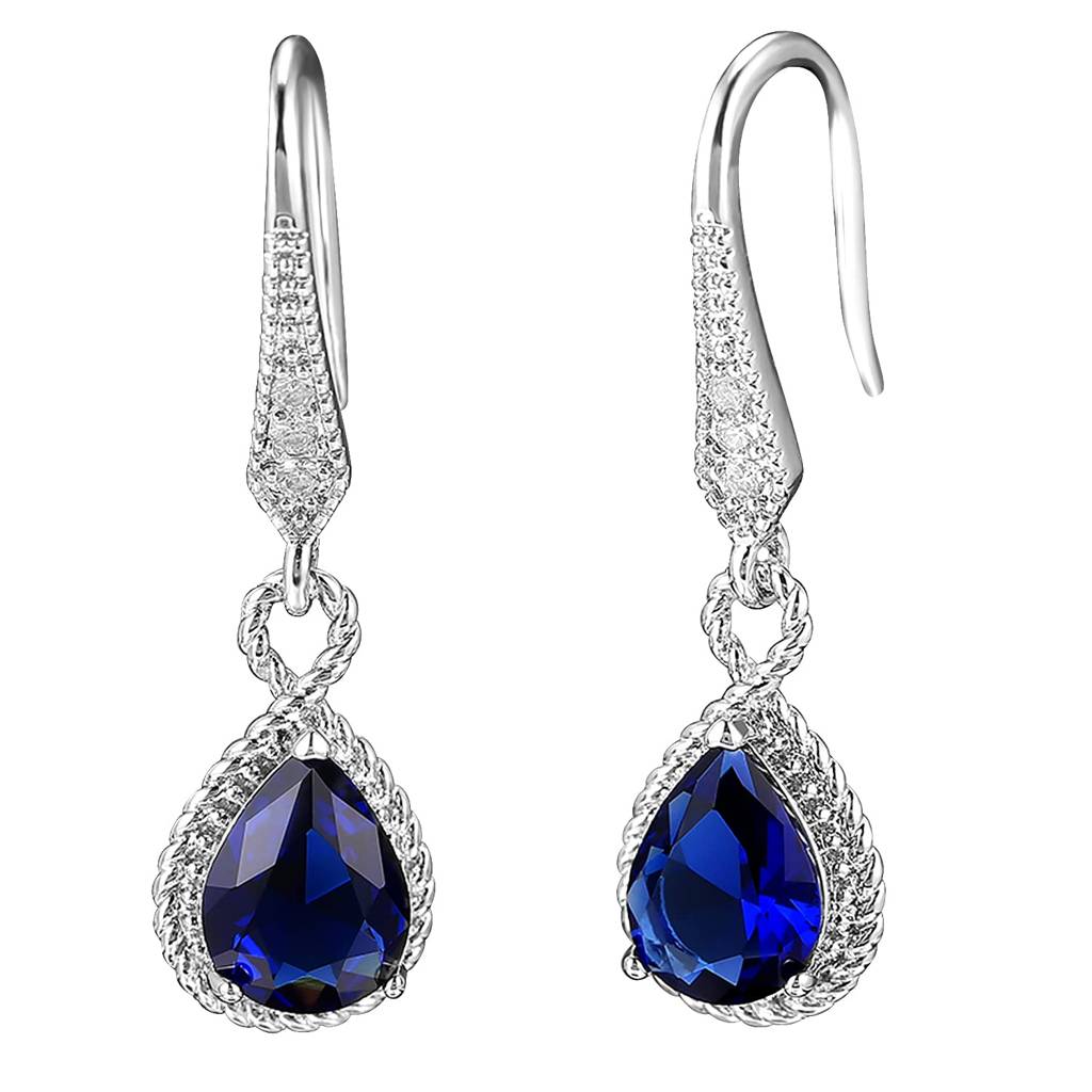 Blue Crystal Studded Silver Plated Drop & Dangle Earrings Fashion Stylish Jewellery Gift For Girls & Women (Px8E134B) : PX8E134B