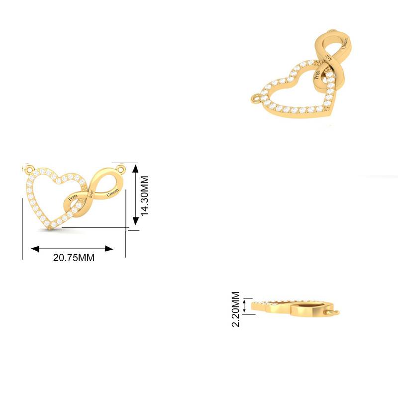 Customized Moissanite Heart & Infinity Necklace : TGDP-203-Y