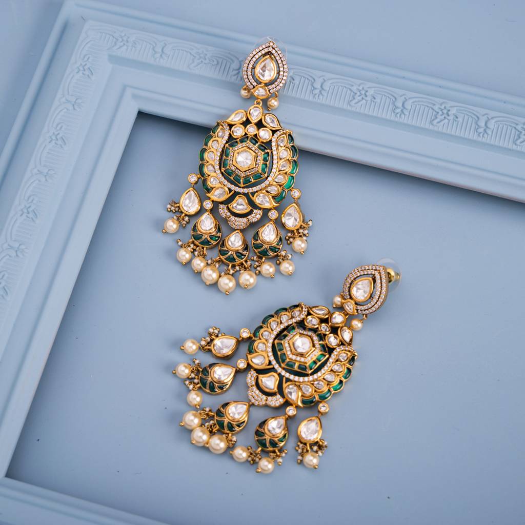 Ethnic Kundan Drops-182290 : 435443