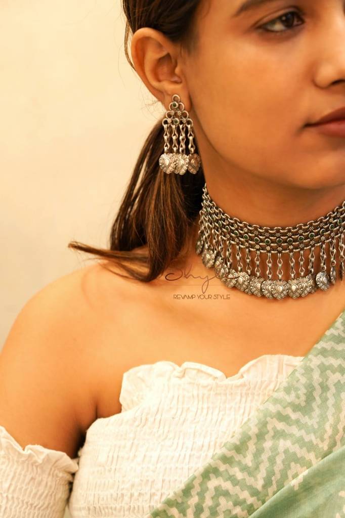 Tattva Intricate Jadau Jali Tribal Motif Drop Necklace Set : SN1073-1