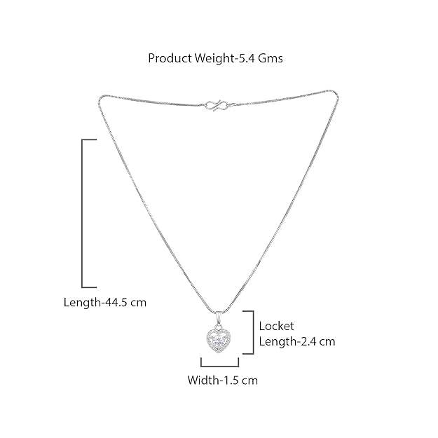 Silver-Plated Heart Solitaire Pendant Necklace Elegant Lightweight Daily Wear : OSAK052-IRWEPENDANT
