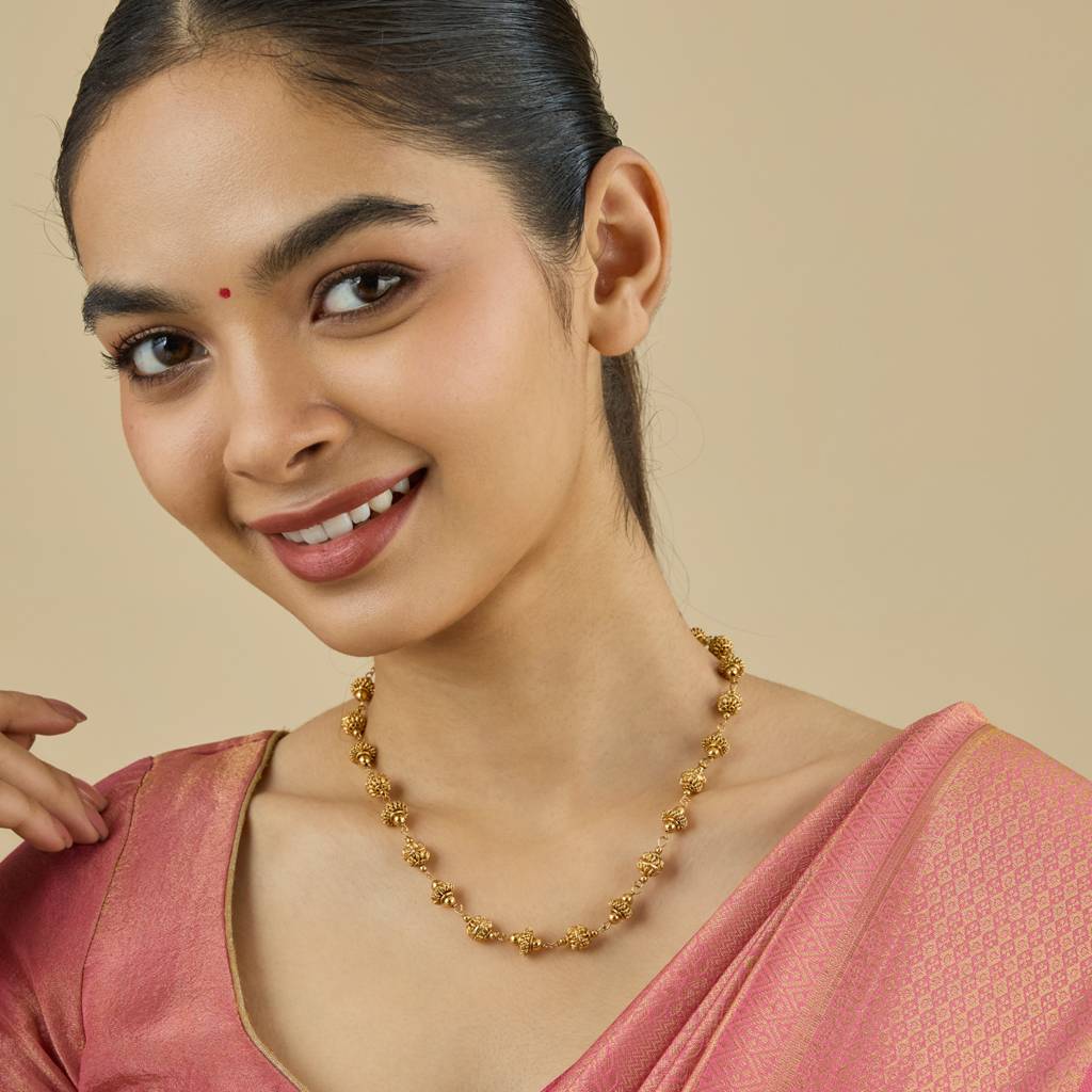 Kushal'S Fashion Jewellery Gold-Plated Ethnic Antique Chain-177024 : 424333