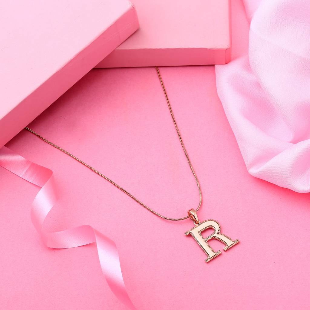 Estele Rosegold Plated R Letter Charm Pendant For Women : 1009-RPENDANT