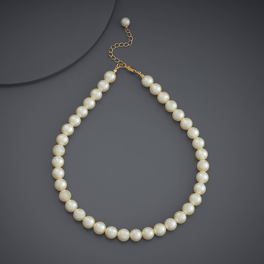 Kushal'S Fashion Jewellery Pearl Gold-Plated Party Zircon Short Necklace-438725 : 438725