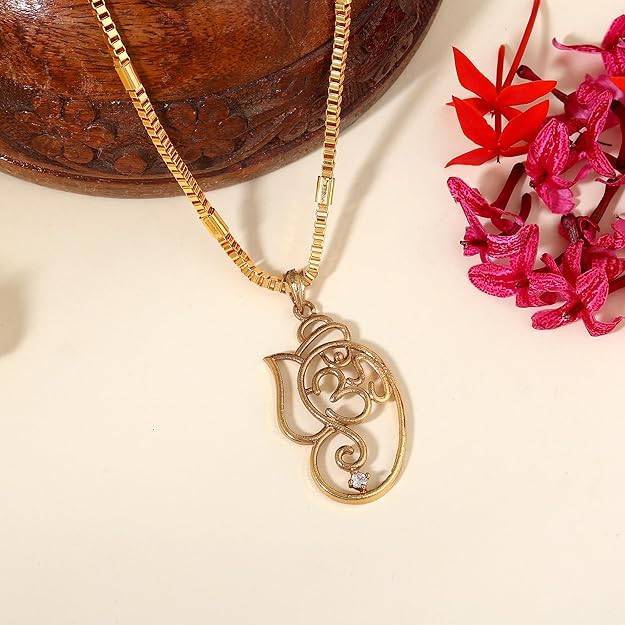 Gehena By Estele Fashion Jewelry Sacred Om Symbol Pendant For Men'S: Gold Plated Divine Peace And Harmon : OSAK026-IGWEPENDANT
