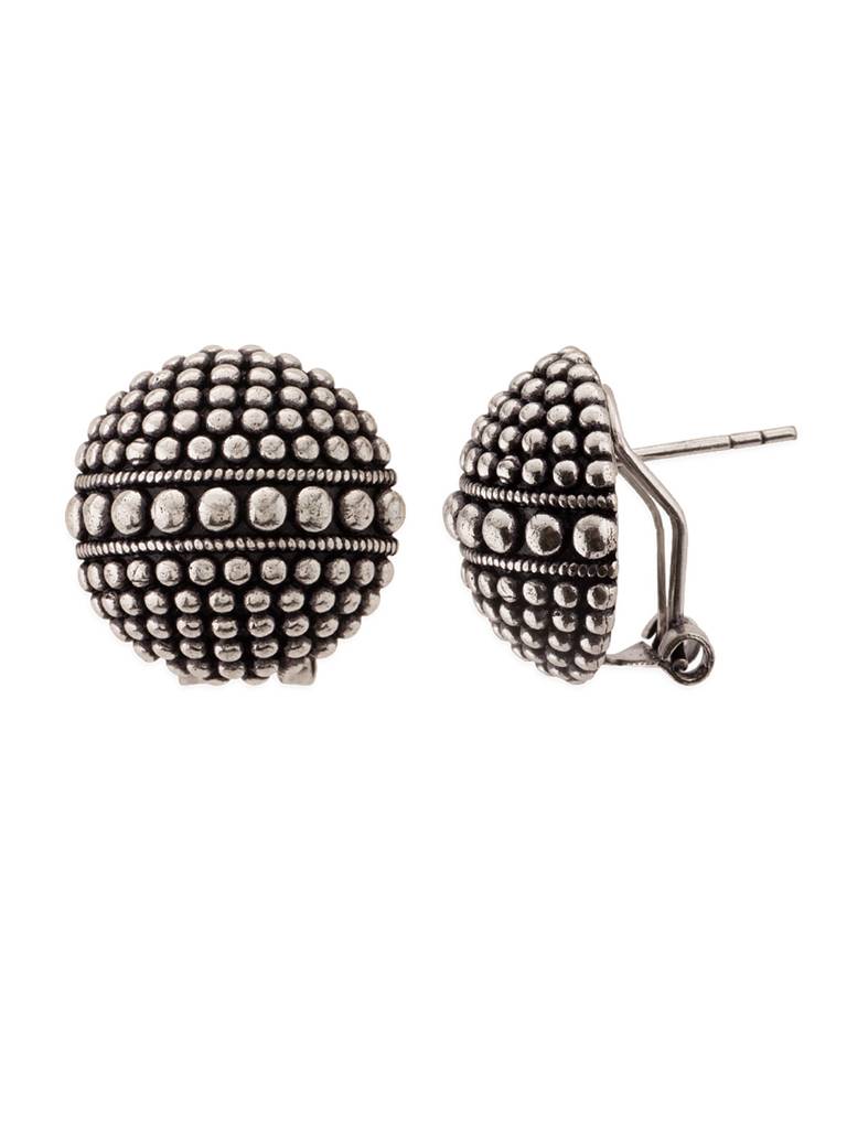 Oxidized Rava Ball Stud Earrings : 8905124136326
