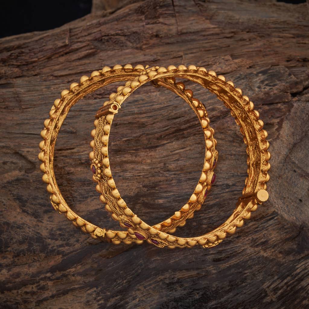 Kushal'S Fashion Jewellery Ruby Gold-Plated Ethnic Antique Bangle-179465 : 429437