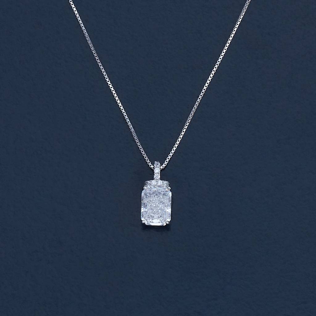 Kushal'S Fashion Jewellery White Rhodium-Plated Zircon Party 92.5 Sterling Silver Pendant Chain-180873 : 432355