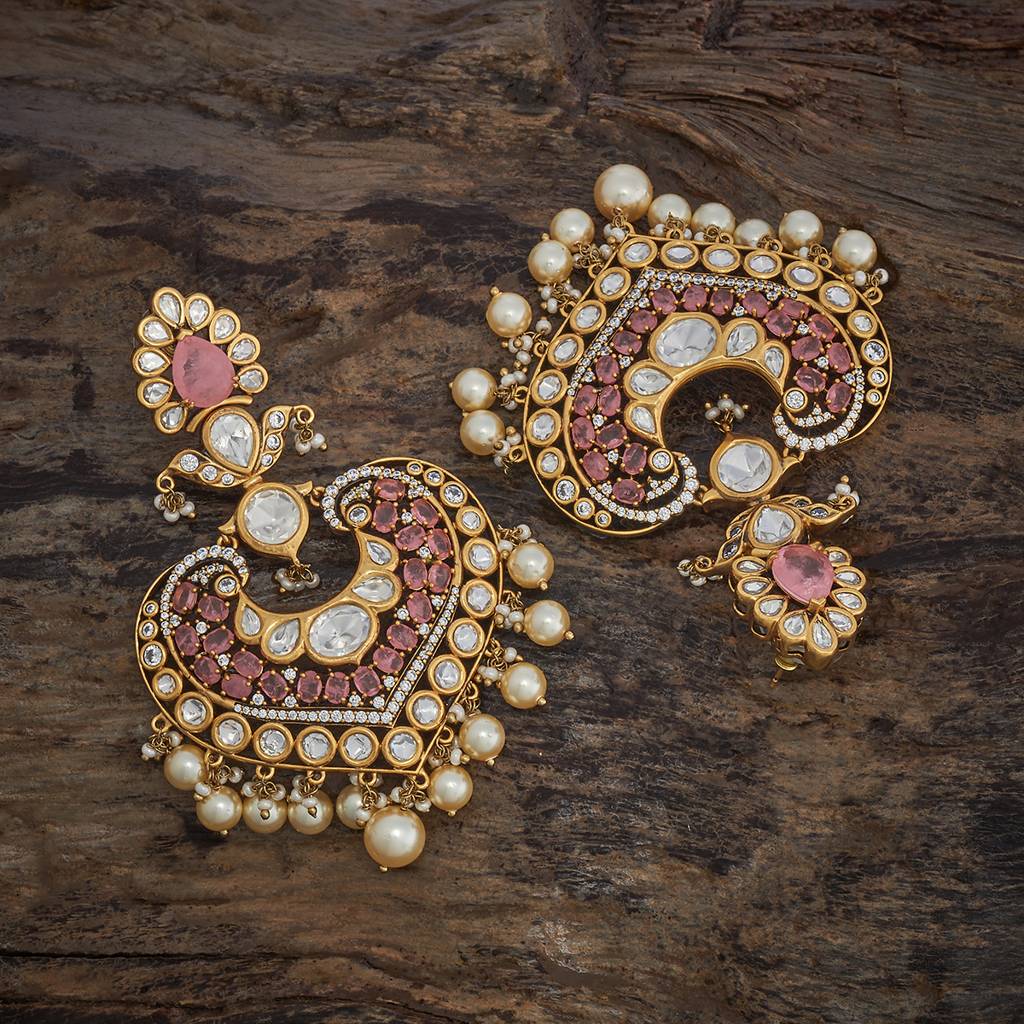 Kushal'S Fashion Jewellery Green Victorian Plated Bridesmaid Kundan Earring-180234 : 430819