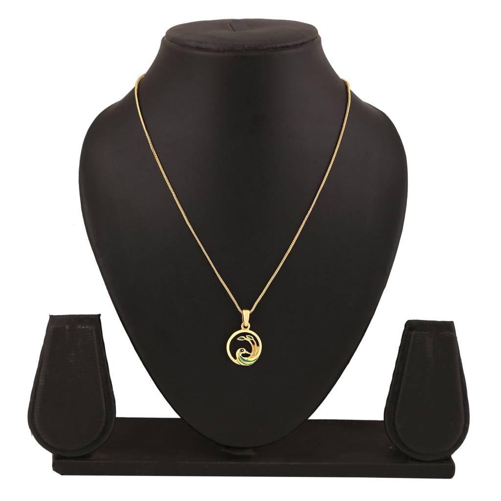 Estele Gold Plated Encircled Peacock Designer Pendant For Women : 900PENDANT