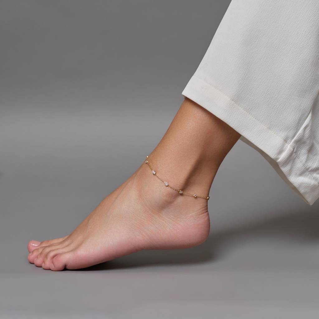 Kushal'S Fashion Jewellery White Gold-Plated Party Trendy Zircon Anklet -455119 : 455119