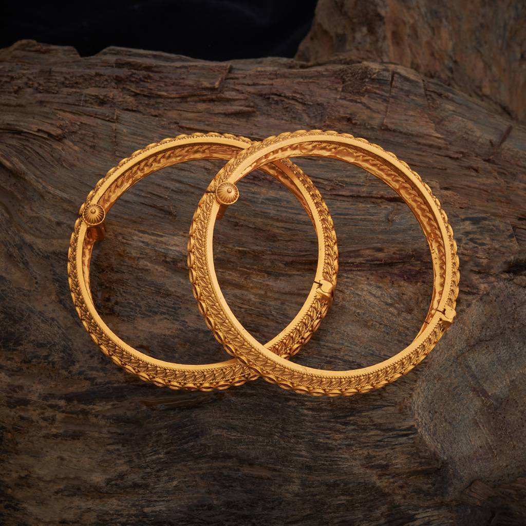 Kushal'S Fashion Jewellery Ruby Gold-Plated Ethnic Antique Bangle-181916 : 434556