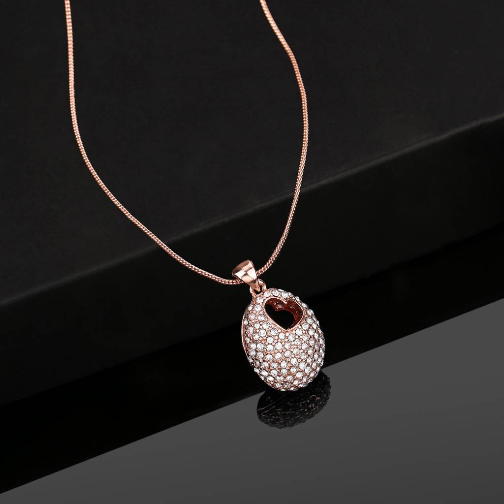 Estele Rosegold Plated Heart-Shaped Pendant With Austrian Crystals For Women : 601-RGPENDANT