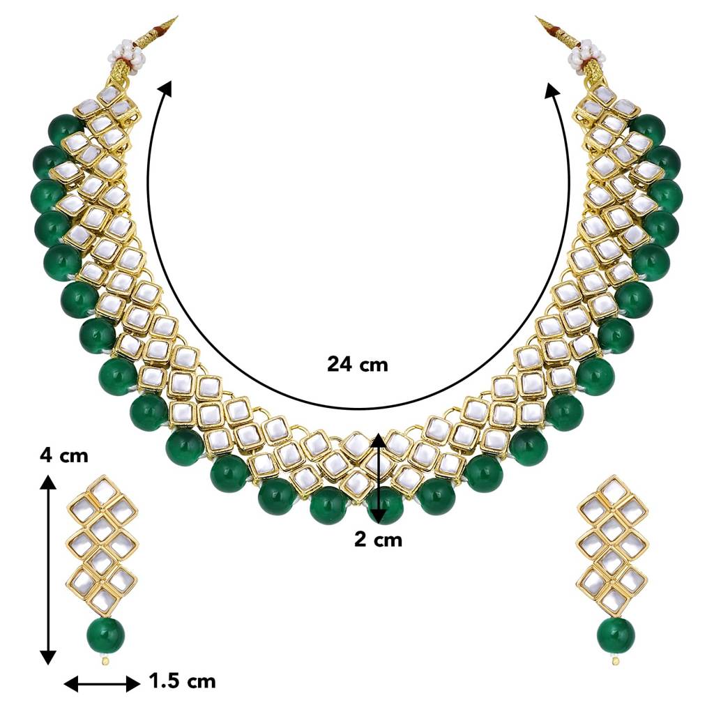 Gold Plated Indian Ethnic Kundan Pearl Fancy Bridal Traditional Choker Necklace Jewellery Set With Earrings For W : PF25N1018G