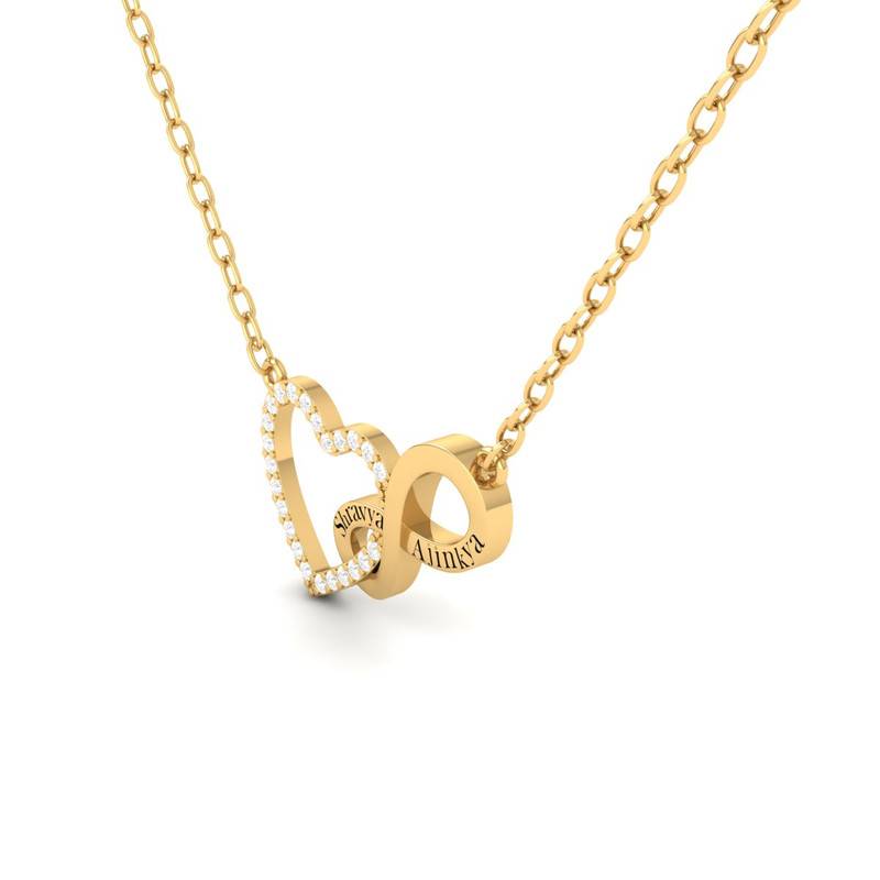 Custom Engraved Moissanite Couple'S Necklace : TGDP-208-W