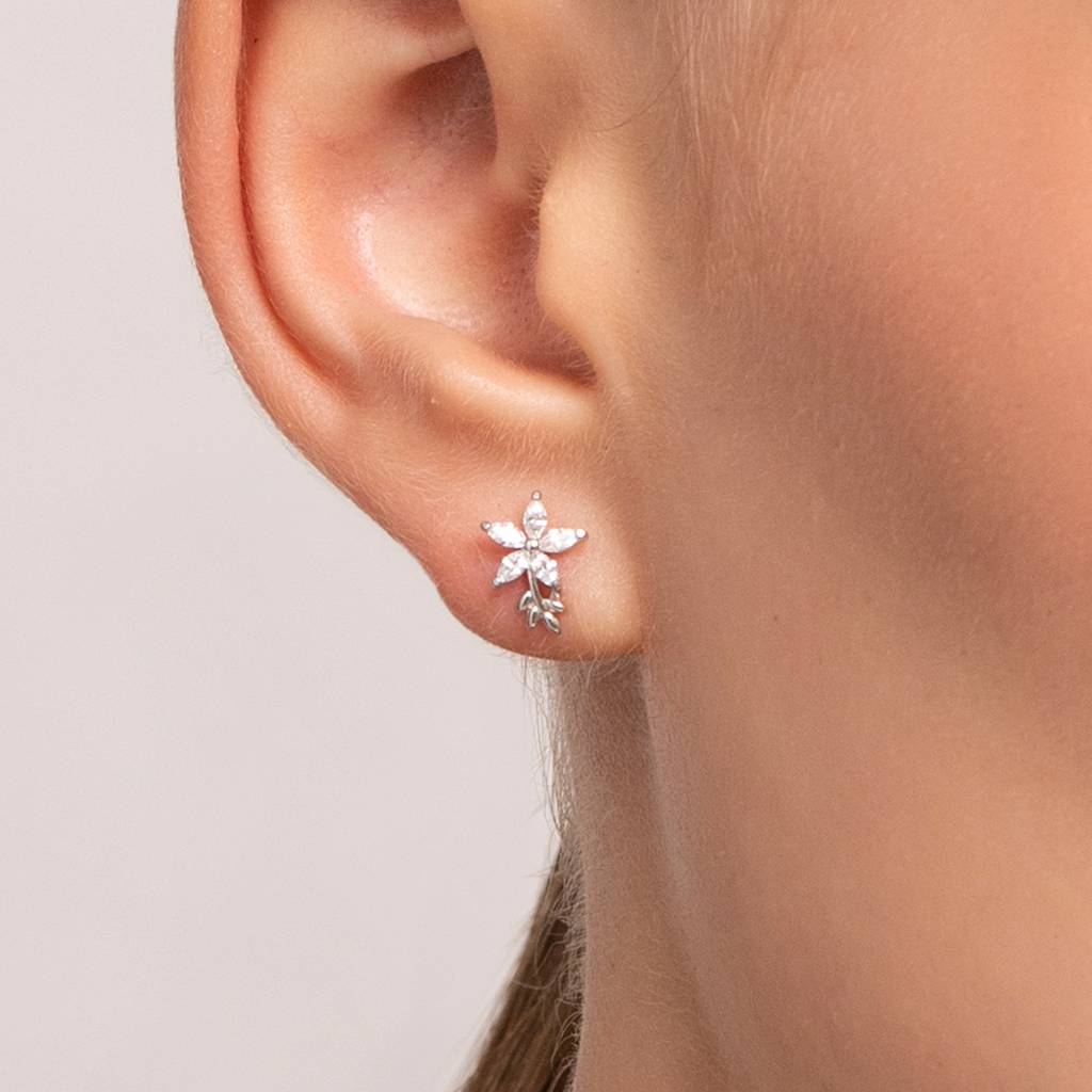 Kushal'S Fashion Jewellery White Rhodium-Plated Party Zircon 92.5 Sterling Silver Stud Earrings-160990 : 385217