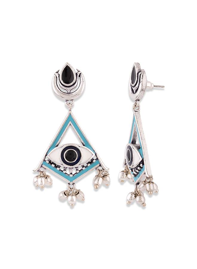 Evil Eyes Aztec Triangle Earrings : 8905124093001