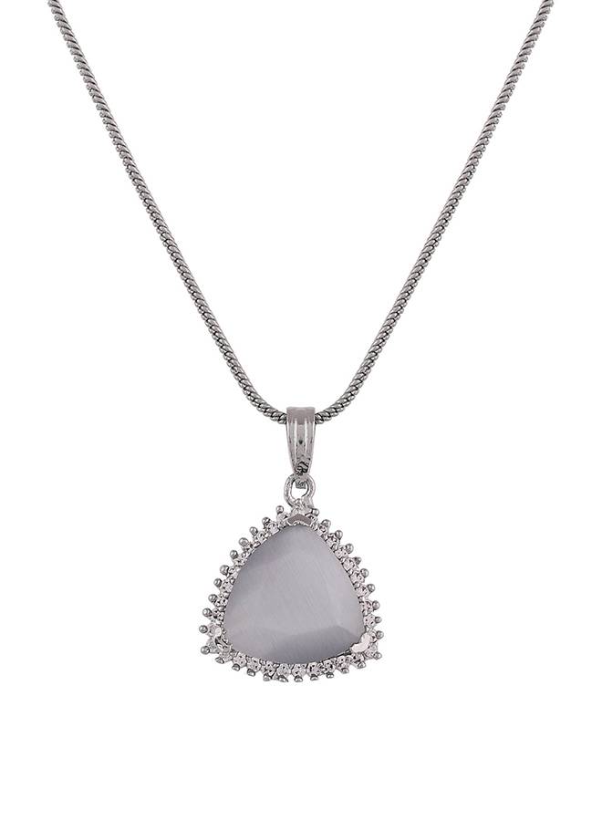 Majestic Silver Toned Pendant Set : 8905124443455