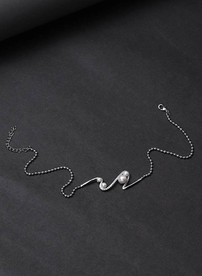 Voylla Silver Brass Necklace Sets : 8905124433937