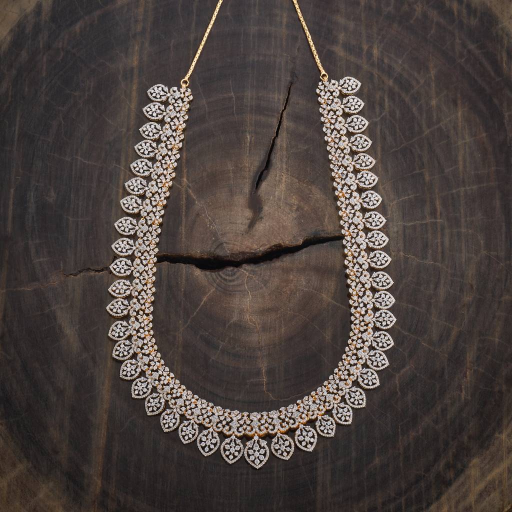 White Gold-Plated Party Zircon Necklace-427670 : 427670