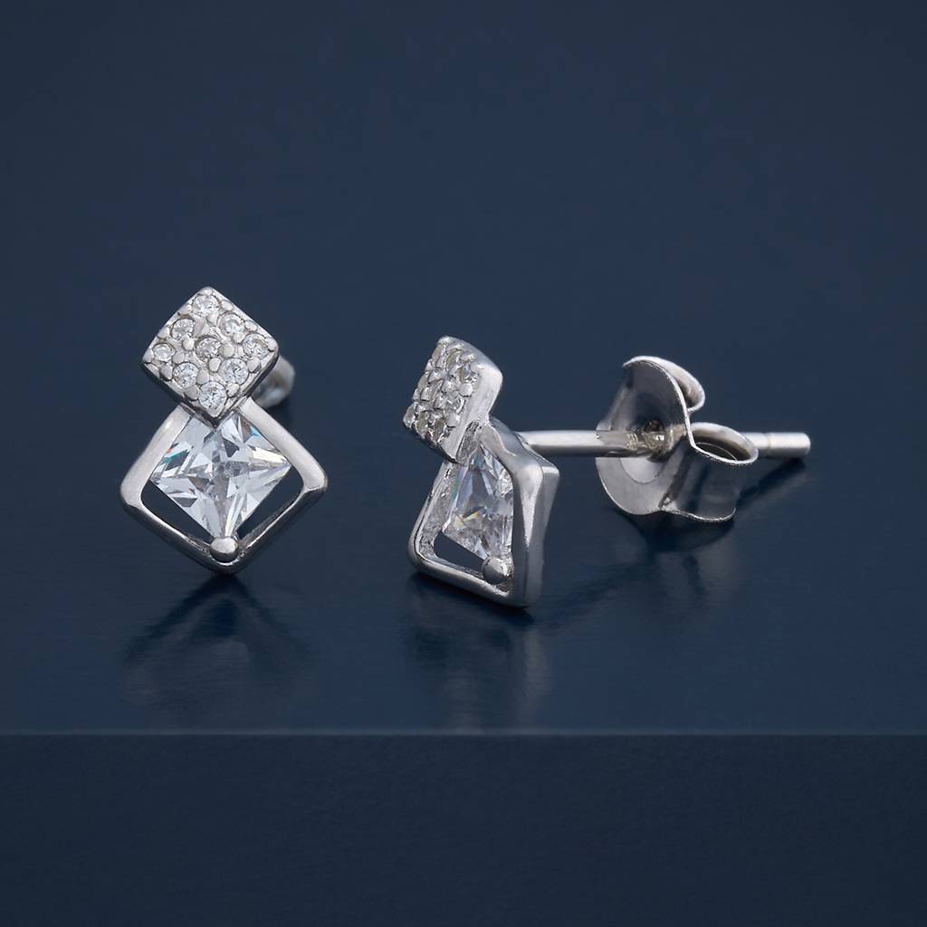 Kushal'S Fashion Jewellery Plated Zircon 92.5 Sterling Silver Studs-183137 : 437433