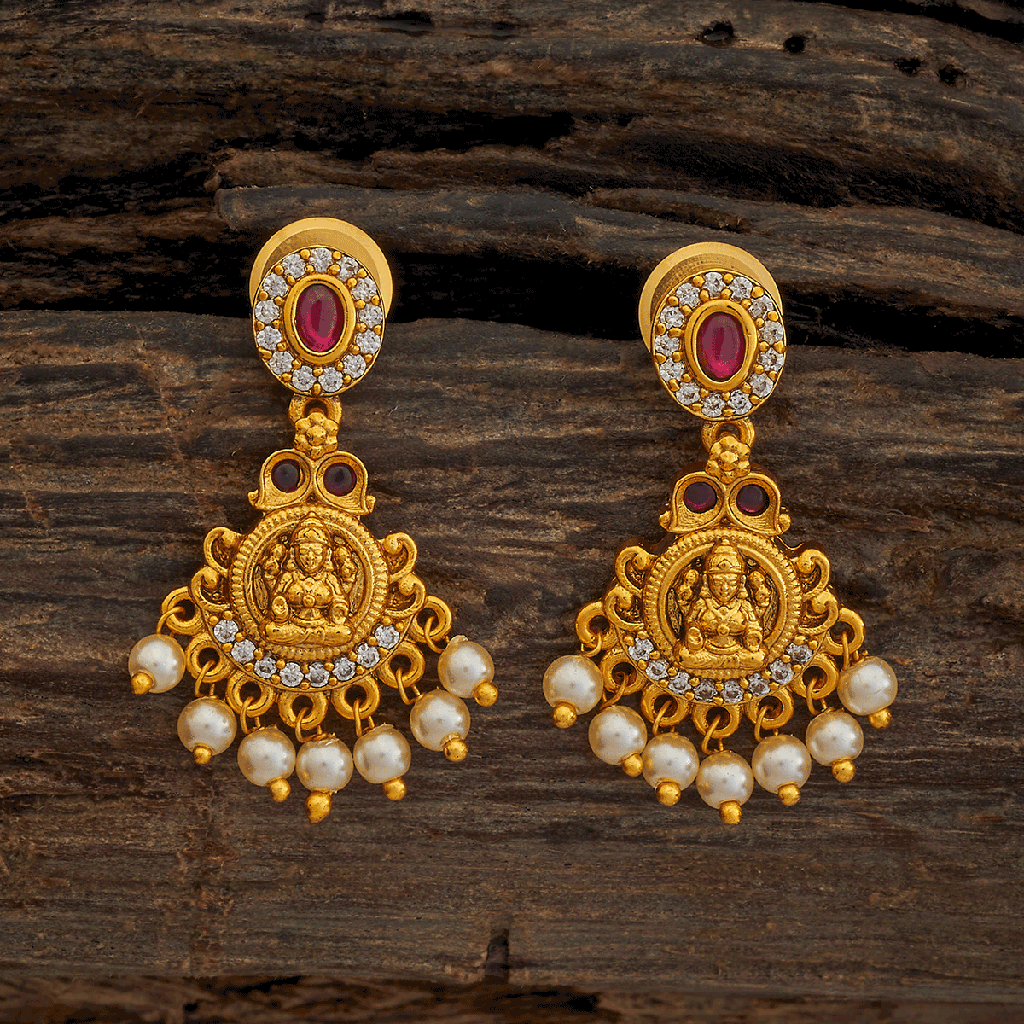 Kushal'S Fashion Jewellery Ruby Gold-Plated Ethnic Antique Earring Drop Earrings-174425 : 418319
