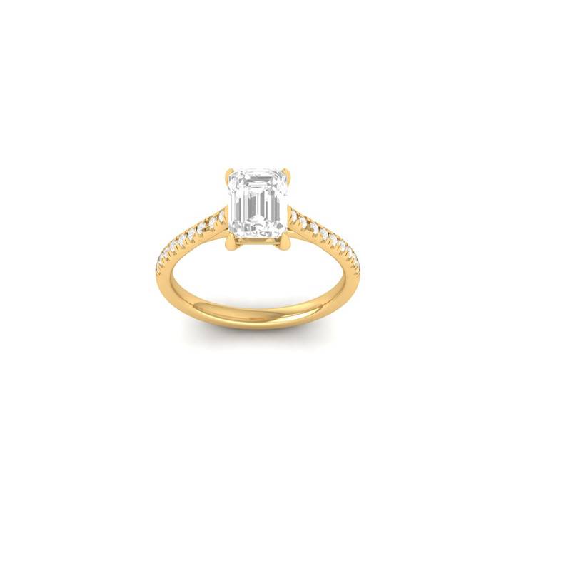 14K Gold Plated Emerald Cut Moissanite Engagement Ring : TGDR-616-R-6