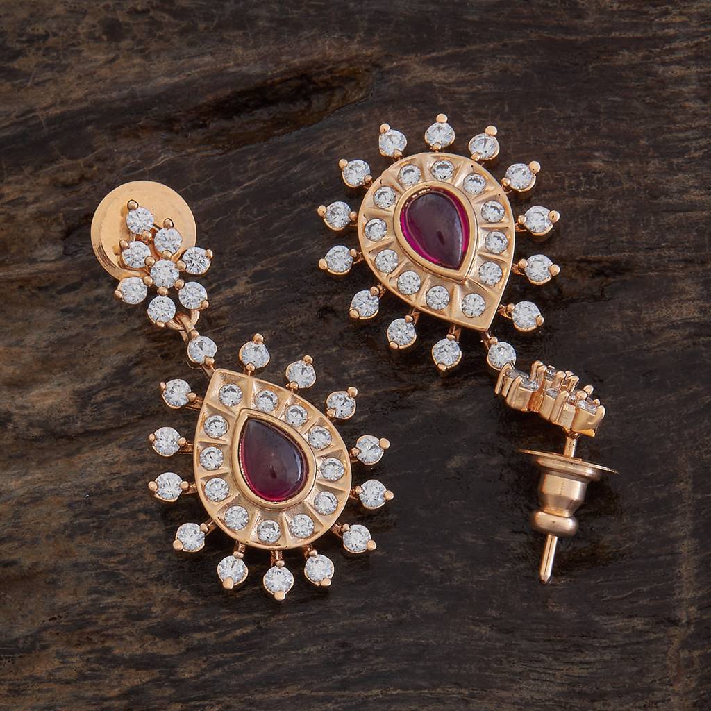 Kushal'S Fashion Jewellery Ruby Gold-Plated Party Zircon Drop Earrings-173953 : 417552