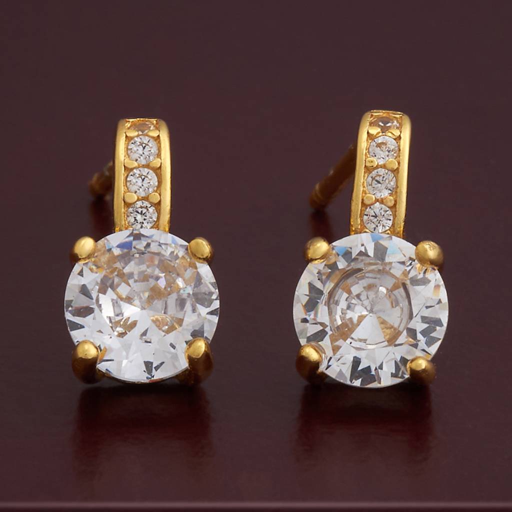 Kushal'S Fashion Jewellery Plated Zircon 92.5 Sterling Silver Studs-183038 : 437467