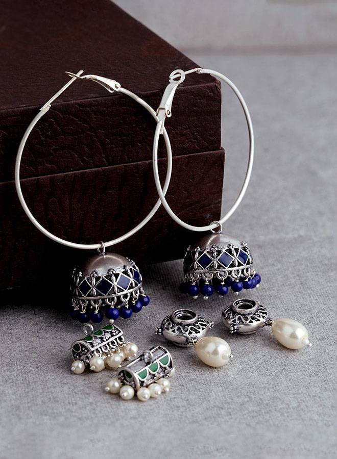 4 In One Interchangeable Hoop Earrings : 8907617873718