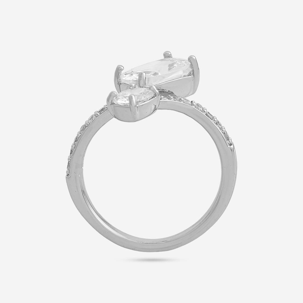 Kushal'S Fashion Jewellery White Rhodium-Plated Party Trendy Zircon Finger Ring -451390 : 451390
