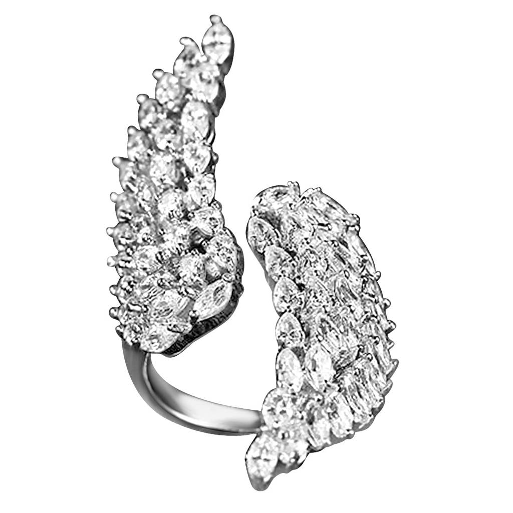 American Diamond Studded White Plated Finger Ring Fashion Wear Stylish Jewellery Gift For Girls & Women (Px8R72-7) : PX8R72-7