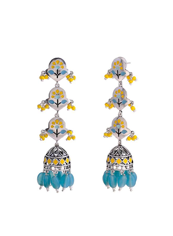 Bagh E Fiza Spring Layered Jhumka Earrings : 8907617929286