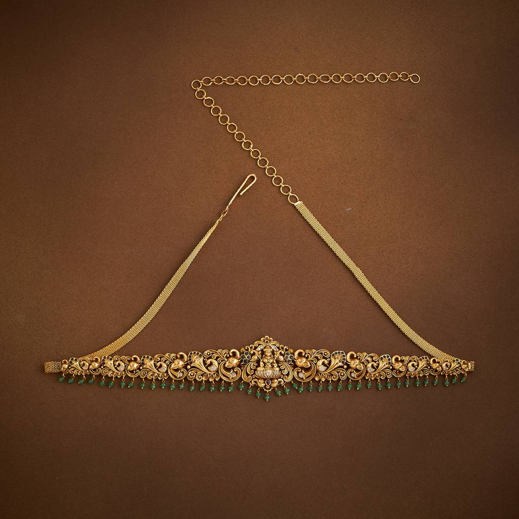 Kushal'S Fashion Jewellery Ruby-Green Gold-Plated Ethnic Antique Waist Belt -435534 : 435534