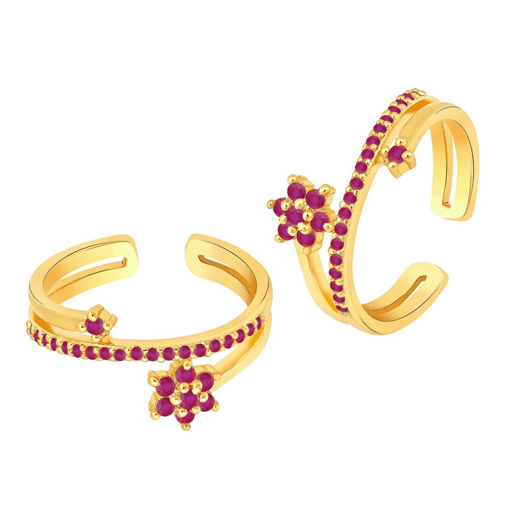 Cubic Zirconia Studded Fancy Toe Ring Adjustable Bichiya Stylish Fashion Jewellery Gift For Women-Pf30Tr34 : PF30TR34RP