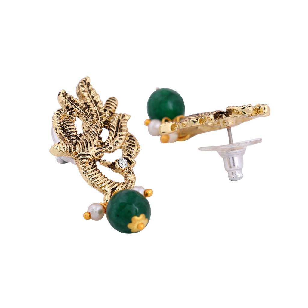 Estele Gold Plated Antique Peacock Designer Choker Necklace Set With Pearl For Women : 10008-IGNKER