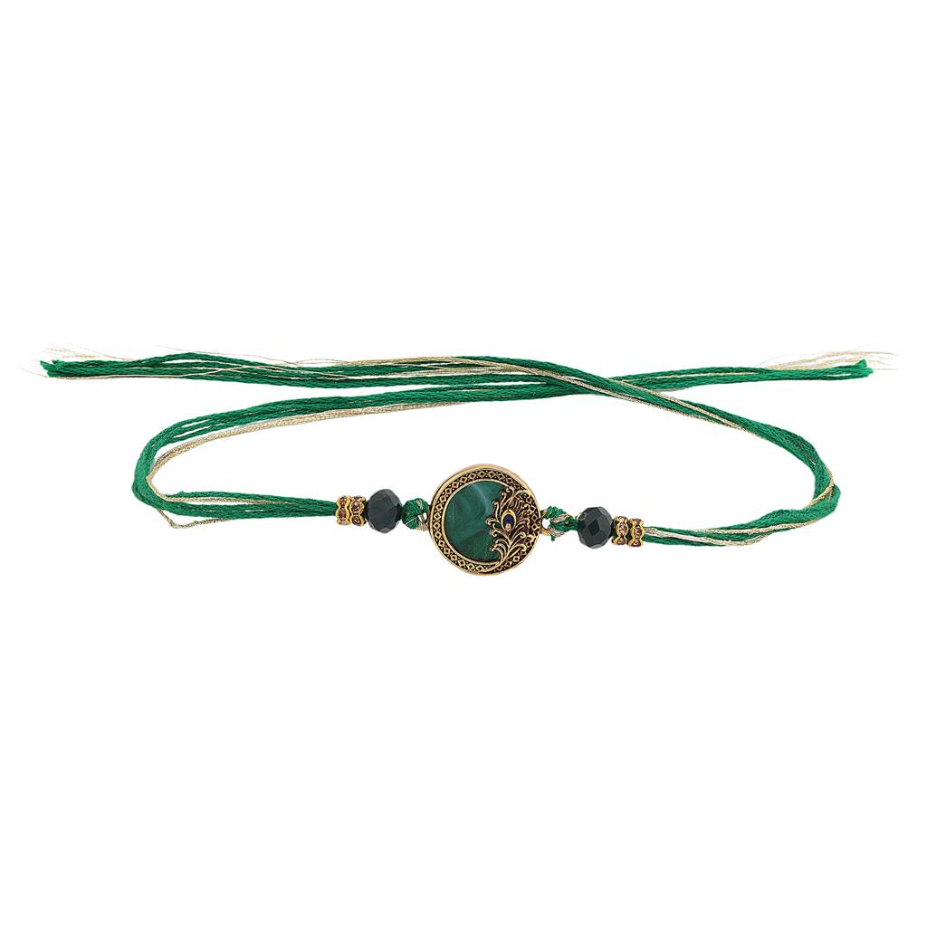 Serene Peacock Mor Pankh Thread Rakhi For Brother : 8905124560411