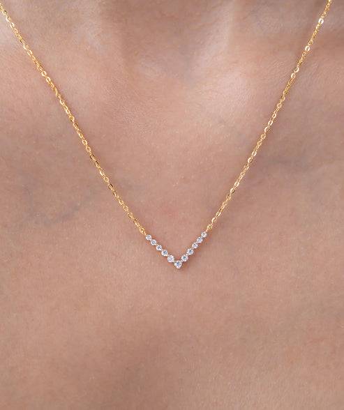18K Gold Vermeil Sparkling Chevron & Infinity Necklace And Ring Set For Her | Gift For Womens And Girls : KNC0047_KRD0025-Gold-5