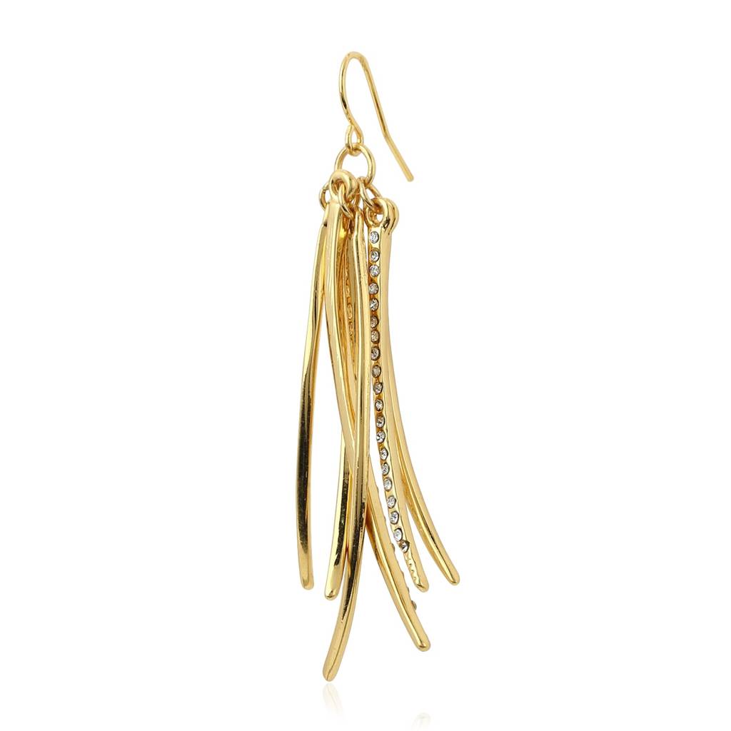 Estele Gold Plated Dangling Lines Austrian Crystal Tassel Earrings For Women : 471714ER