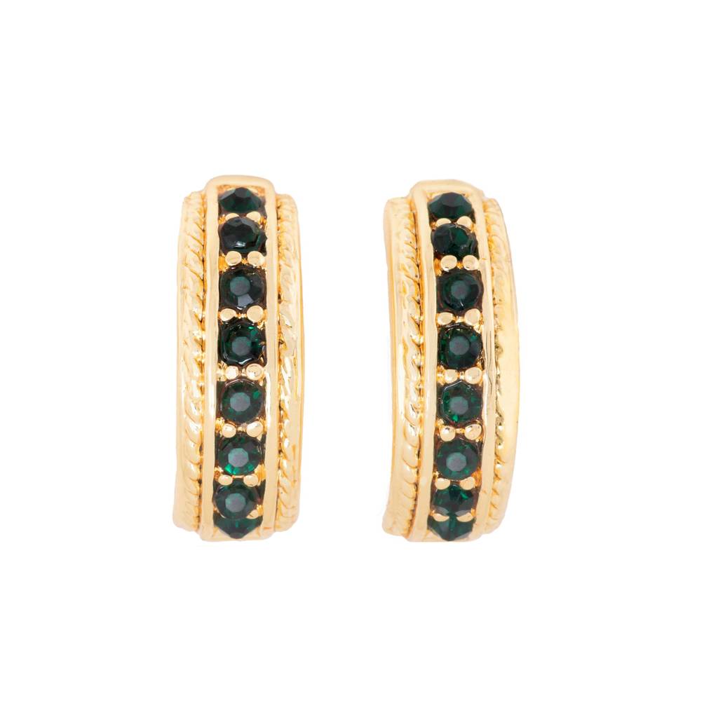 Estele Gold Plated Green Candy Crystal Stud Earrings For Women. : 766704GNER