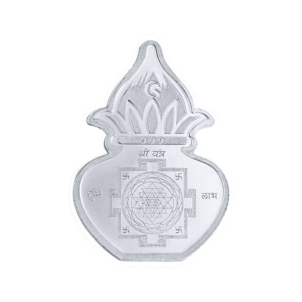 Sri Jagdamba Pearls 10 Grams 99.9%  Laxmi Kalash Silver Coin : JPSEP-16-051-10