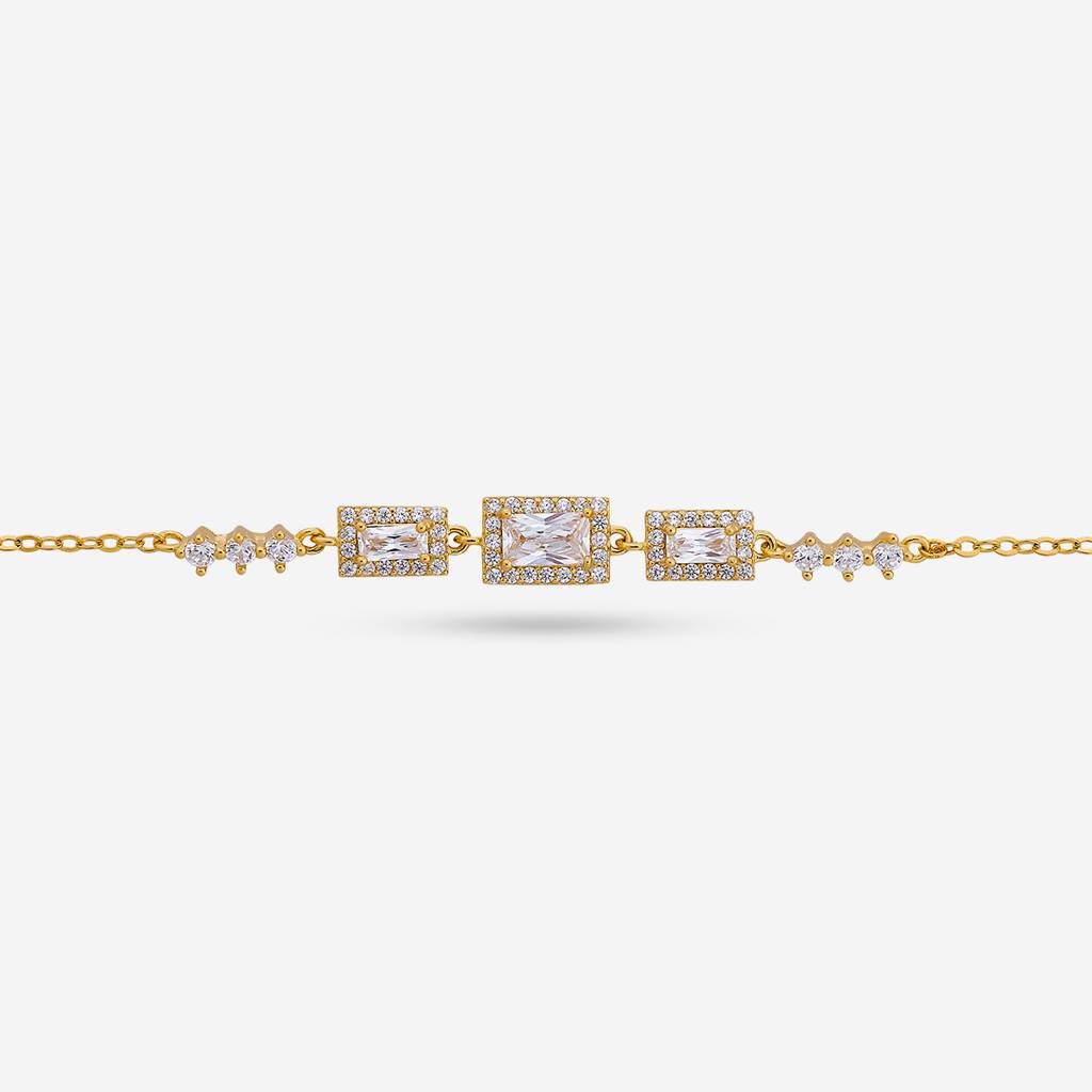 Gold-Plated Party Zircon 92.5 Sterling Silver Bracelet -458065 : 458065