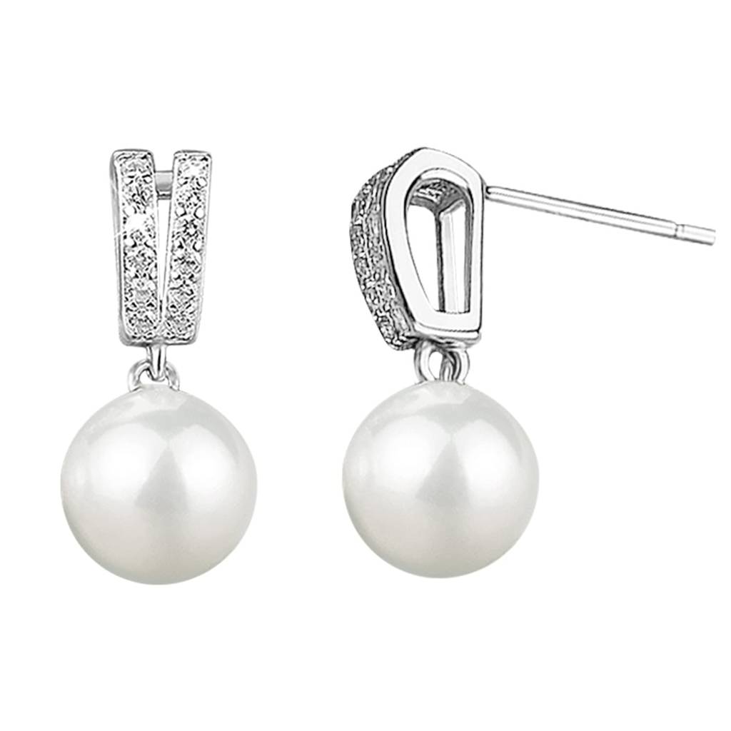 Pearl Studded Silver Plated Drop & Dangle Earrings Fashion Wear Stylish Jewellery Gift For Girls & Women (Px8E117) : PX8E117