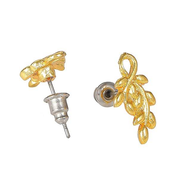 Modern Gold Plated Leaf Necklace Set | Stylish Jewelry With Earrings : 50500044-IGNKER