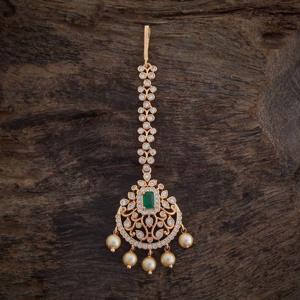 Kushal'S Fashion Jewellery Green Gold-Plated Party Zircon Tikka -415947 : 415947