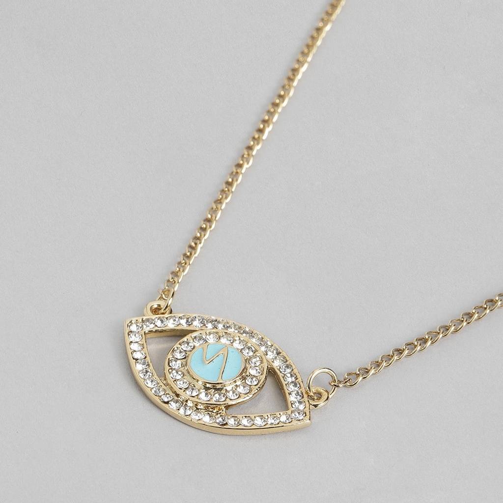 Estele Gold Plated Bedazzled Lucky Evil Eye Charm Pendant For Women. : 884-IGPENDANT